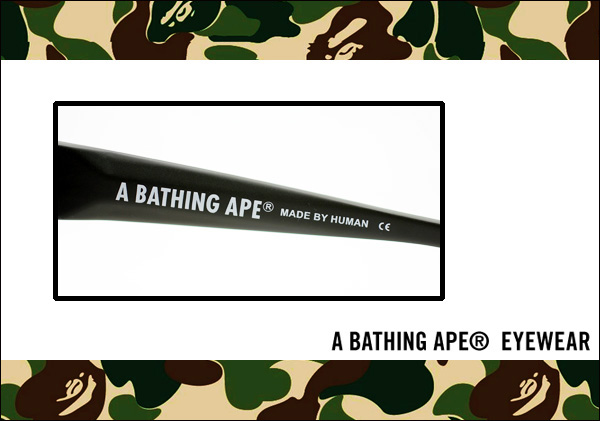 A Bathing Ape EYEWEAR 鏡腳內側印有BAPE的標誌，而後方「MADE BY HUMAN」令人會心一笑 ：)