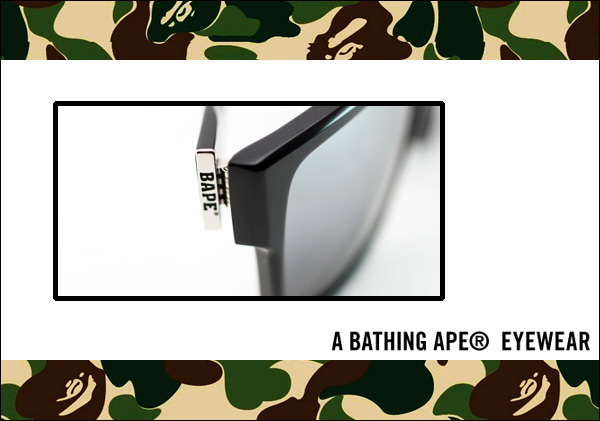 A Bathing Ape EYEWEAR 小心機的碟番連結鏡腳部位寫著BAPE的LOGO，十分的精細