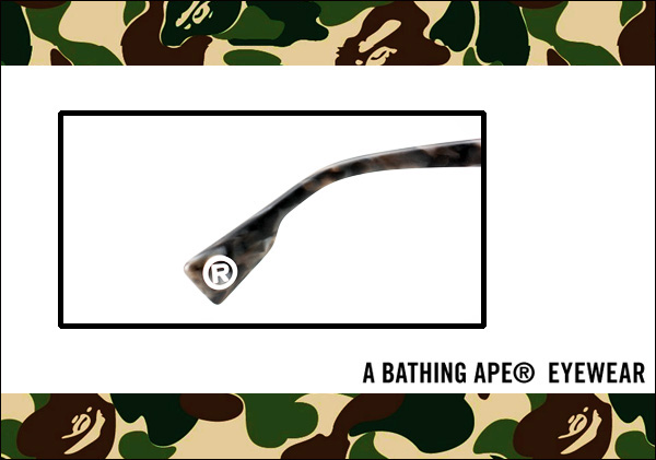 A Bathing Ape EYEWEAR 大部分鏡腳末端內側皆印有R的標誌