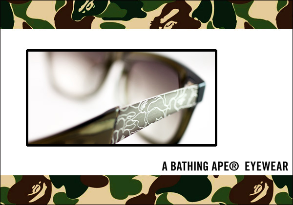 2014 A Bathing Ape EYEWEAR 鏡腳是由迷彩紋路的薄金屬材質襯出，使得鏡腳質感不單一