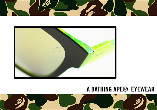 A Bathing Ape EYEWEAR 螢光綠與黑色的撞色搭配，十分新潮、受歡迎