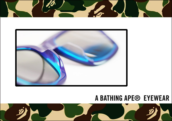 A Bathing Ape EYEWEAR 透明的亞洲版鼻墊，好戴又舒適，搭配螢光藍色的框面內側，顯得很美