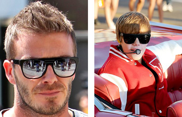 左 - 英國足球金童貝克漢（David Beckham） 、 右 - 小賈斯丁（Justin Bieber）